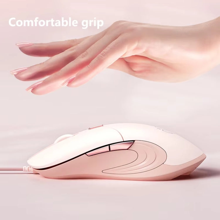 Inphic B8 Mute Light Emitting Wired Mice Home Office Gaming Computer Mouse - Milk Tea Color