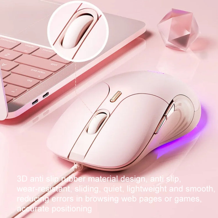 Inphic B8 Mute Light Emitting Wired Mice Home Office Gaming Computer Mouse - Milk Tea Color