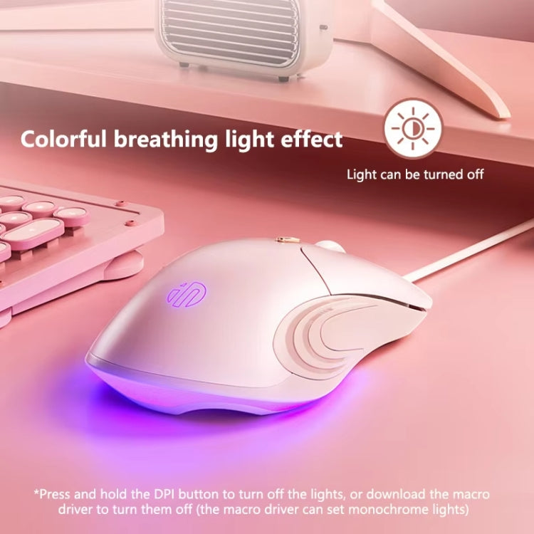 Inphic B8 Mute Light Emitting Wired Mice Home Office Gaming Computer Mouse - Milk Tea Color