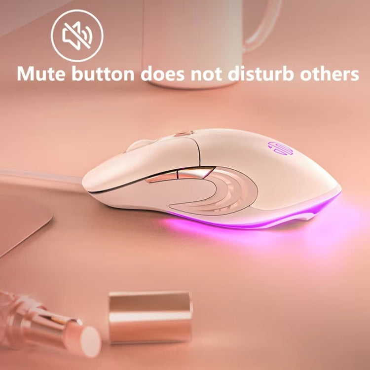 Inphic B8 Mute Light Emitting Wired Mice Home Office Gaming Computer Mouse - Milk Tea Color