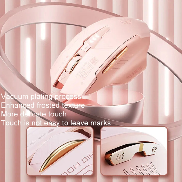 Inphic F8 2.4G Wireless Mute Charging Computer Gaming Mouse - Milk Tea Color