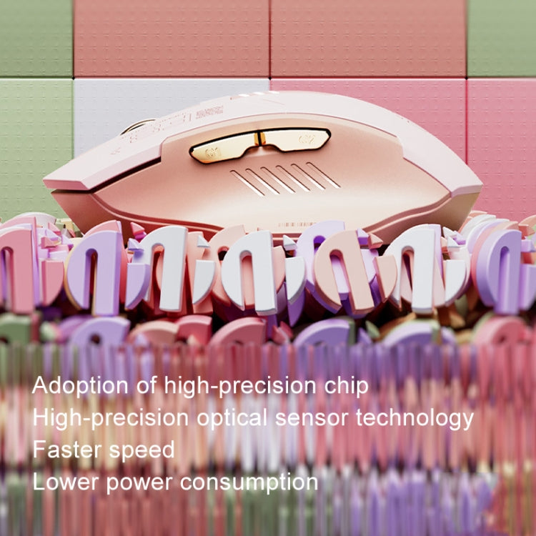 Inphic F8 2.4G Wireless Mute Charging Computer Gaming Mouse - Milk Tea Color
