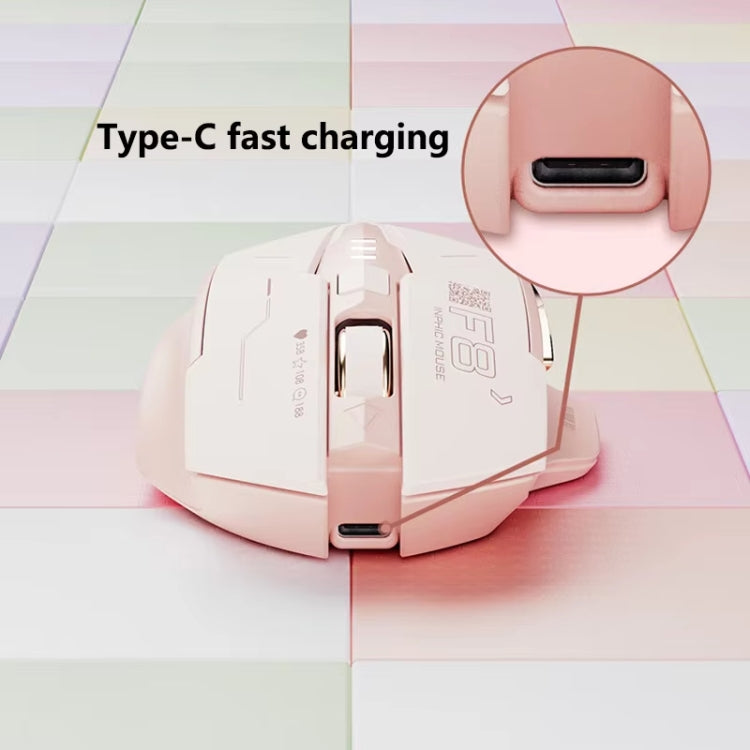 Inphic F8 2.4G Wireless Mute Charging Computer Gaming Mouse - Milk Tea Color