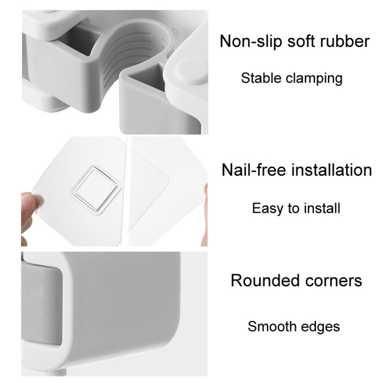 Bathroom No-Punch Mop Hook Household Broom Wall Mounted Fixing Clip, Style: Single Clip