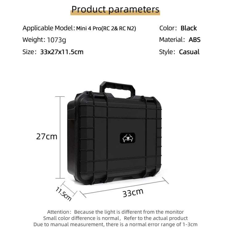 For DJI Mini 4 Pro Drone Suitcase Explosion-proof Box Compatible with RC 2 & RC-N2 - Black