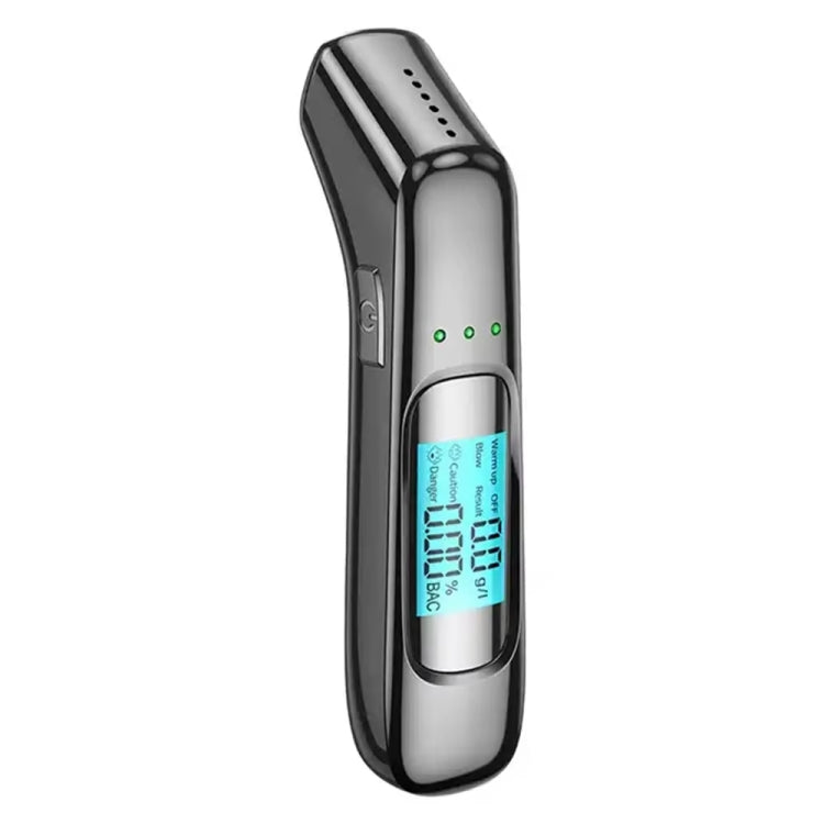 High-Precision Portable Alcohol Tester Rechargeable Breathalyzer With LCD Display - Black