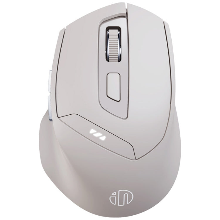 Inphic DR6 2.4G Wireless + Bluetooth 5.0/4.0 Tri-mode Charging Mute Office Gaming Computer Mouse - White Apricot