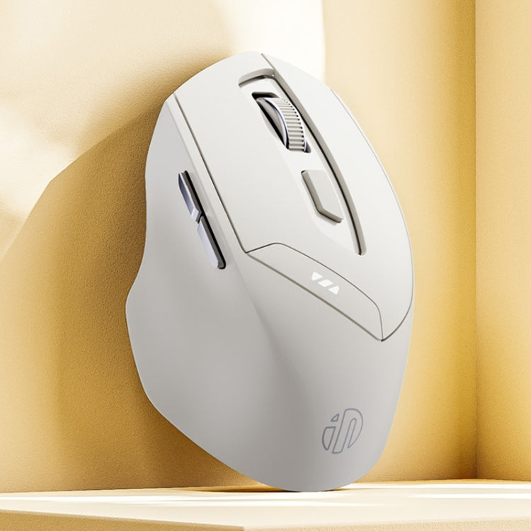 Inphic DR6 2.4G Wireless + Bluetooth 5.0/4.0 Tri-mode Charging Mute Office Gaming Computer Mouse - White Apricot