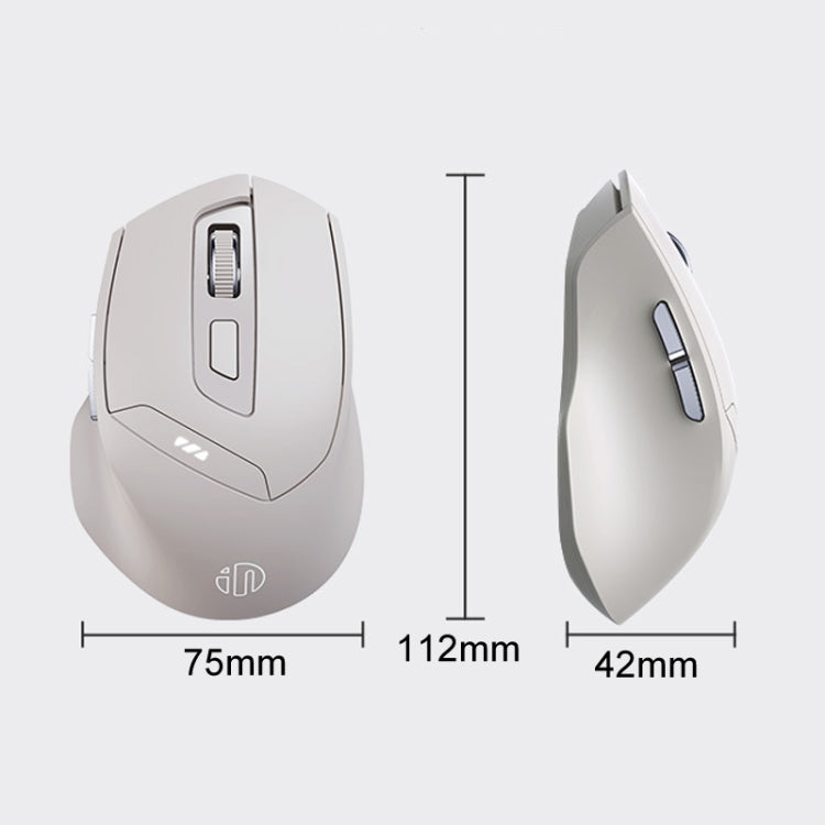 Inphic DR6 2.4G Wireless + Bluetooth 5.0/4.0 Tri-mode Charging Mute Office Gaming Computer Mouse - White Apricot