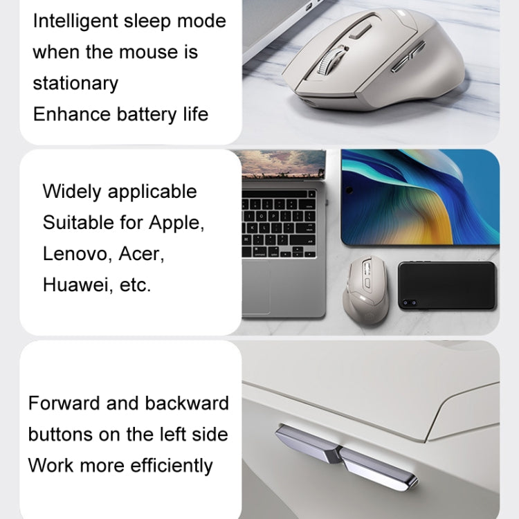 Inphic DR6 2.4G Wireless + Bluetooth 5.0/4.0 Tri-mode Charging Mute Office Gaming Computer Mouse - White Apricot