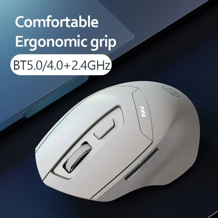 Inphic DR6 2.4G Wireless + Bluetooth 5.0/4.0 Tri-mode Charging Mute Office Gaming Computer Mouse - White Apricot