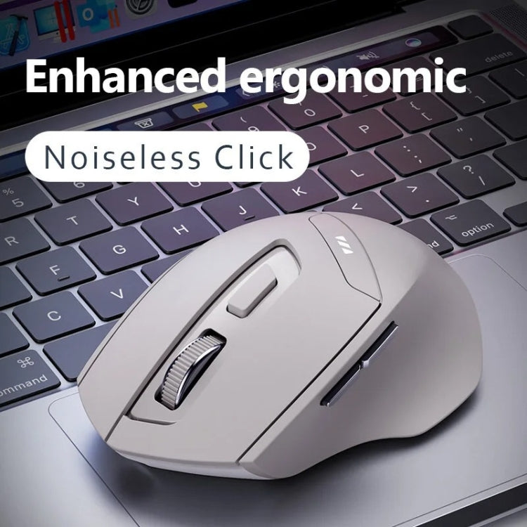 Inphic DR6 2.4G Wireless + Bluetooth 5.0/4.0 Tri-mode Charging Mute Office Gaming Computer Mouse - White Apricot