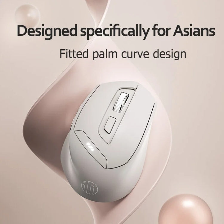 Inphic DR6 2.4G Wireless + Bluetooth 5.0/4.0 Tri-mode Charging Mute Office Gaming Computer Mouse - White Apricot