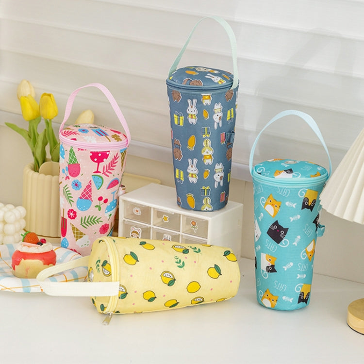 Portable Milk Tea Tote Bag Heat Preservation Eco-friendly Handbag Carrying Insulated Cup Cover, Style: Lemon