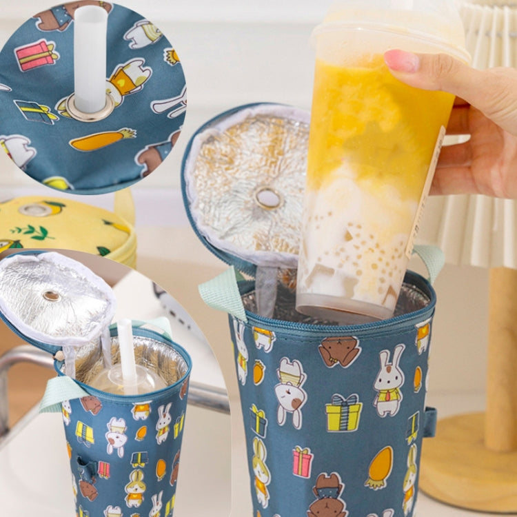 Portable Milk Tea Tote Bag Heat Preservation Eco-friendly Handbag Carrying Insulated Cup Cover, Style: Lemon