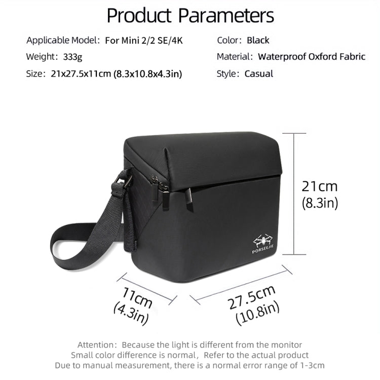 For DJI Mini 4K / Mini 2 SE / Mini 2 Portable Waterproof Shoulder Bag Messenger Bag - Black
