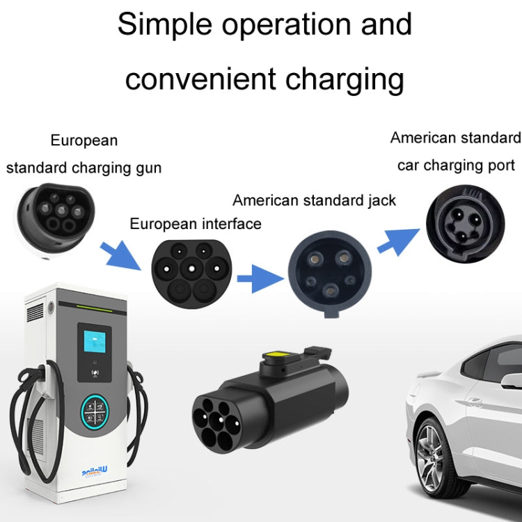 TYPE2-TYPE1 New Energy Vehicle Charging Station Adapter - Black
