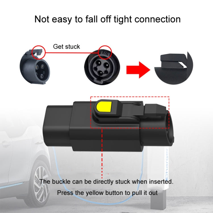 TYPE2-TYPE1 New Energy Vehicle Charging Station Adapter - Black