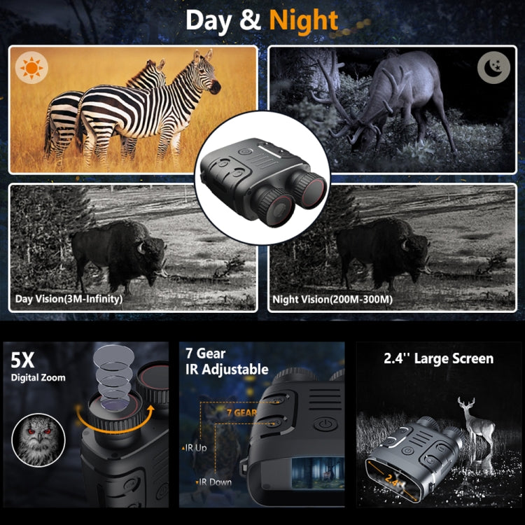 D18 2.4-Inch Screen 5X Zoom HD 1080P Binocular Infrared Night Vision Device