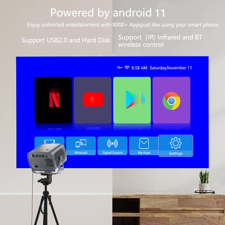 A10 4K Smart Android Portable Projector UK Plug