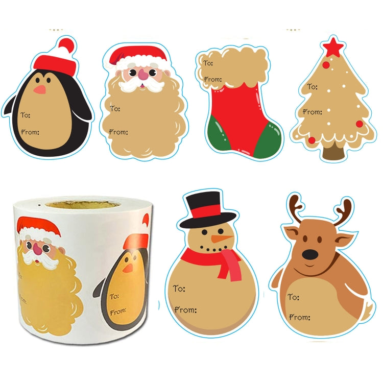 200pcs/Roll Christmas Decoration Stickers Holiday Gift Tag Tape - 75x55mm