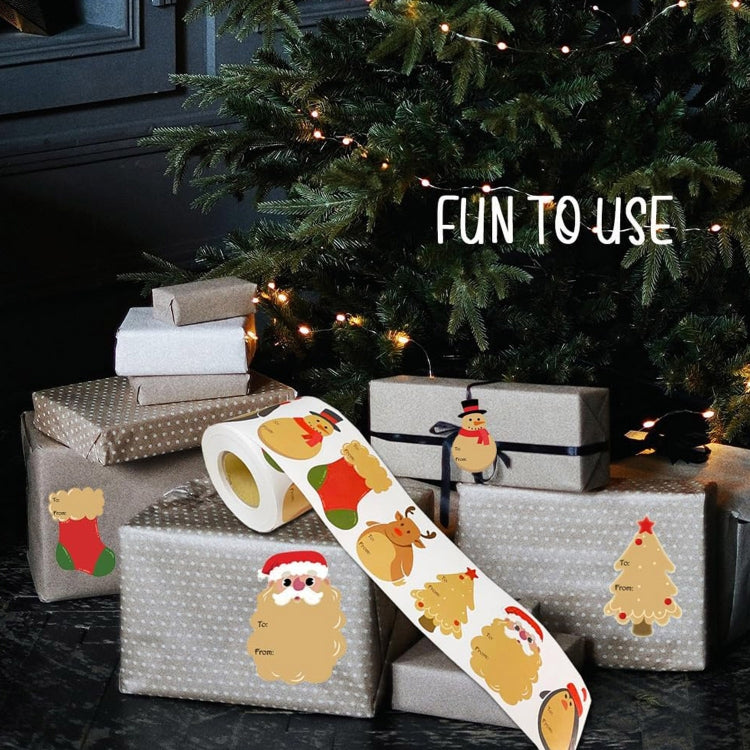 200pcs/Roll Christmas Decoration Stickers Holiday Gift Tag Tape - 75x55mm