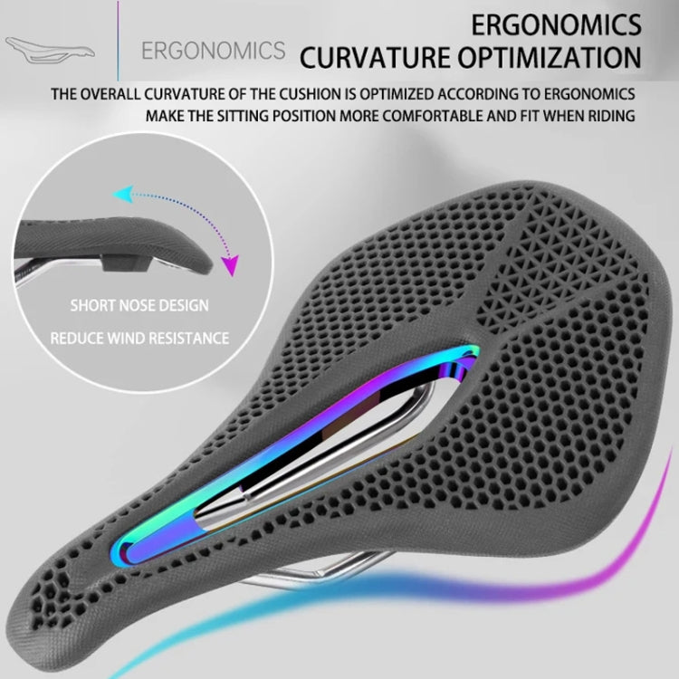 PROMEND SD-577 Bicycle Honeycomb Bionic Structure Saddle Hollow Steel Bow Breathable Comfort Saddle, Size: M - Black Surface Colorful Shell Bottom
