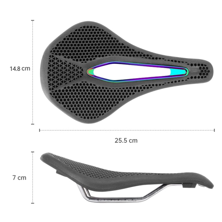 PROMEND SD-577 Bicycle Honeycomb Bionic Structure Saddle Hollow Steel Bow Breathable Comfort Saddle, Size: M - Black Surface Colorful Shell Bottom
