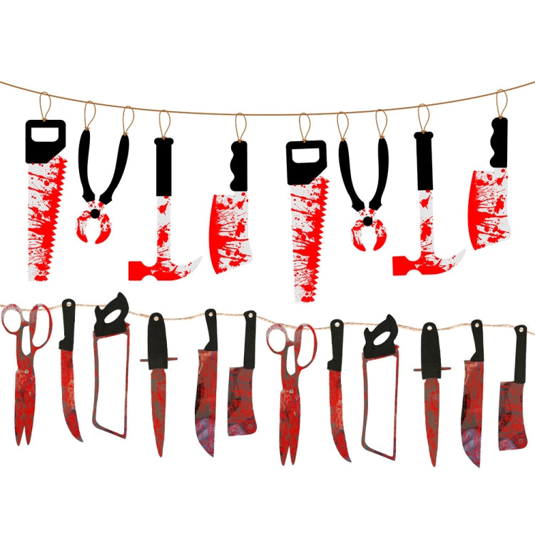 8pcs +12pcs Halloween Imitation Blood Knife Pendant Decorative Flag Haunted House Door Curtain