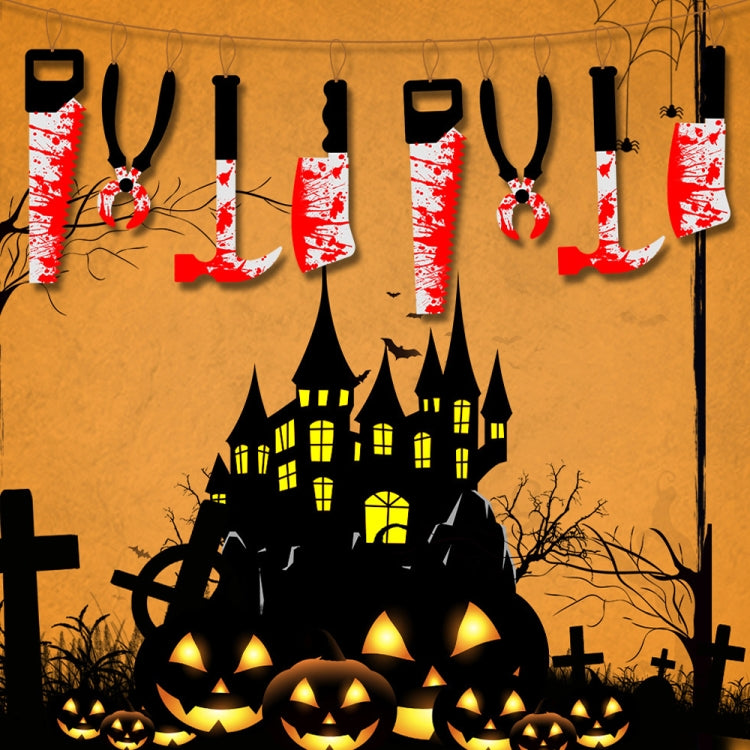 8pcs Halloween Imitation Blood Knife Pendant Decorative Flag Haunted House Door Curtain