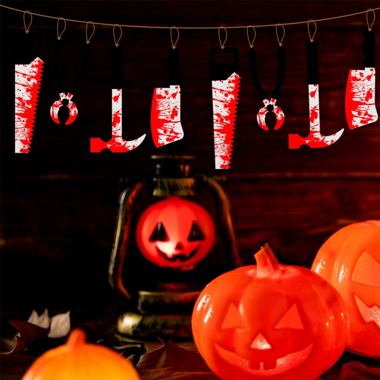 8pcs +12pcs Halloween Imitation Blood Knife Pendant Decorative Flag Haunted House Door Curtain