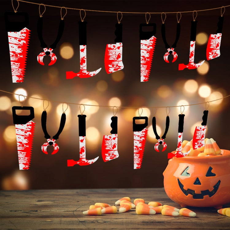 8pcs Halloween Imitation Blood Knife Pendant Decorative Flag Haunted House Door Curtain