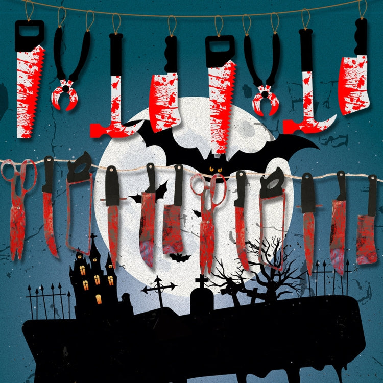 8pcs Halloween Imitation Blood Knife Pendant Decorative Flag Haunted House Door Curtain