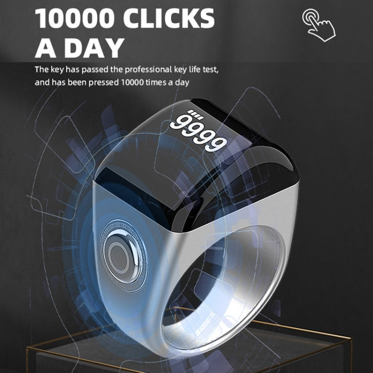 Equantu Smart Bluetooth Finger Counter Muslim Prayer Time Reminder Ring, Style: Silver 18mm