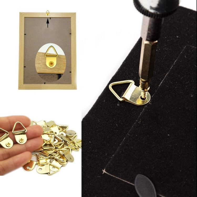 50pcs /Pack Photo Frame Hooks Hangers Triangle Single Hole Picture Hooks  with Screws - Gold