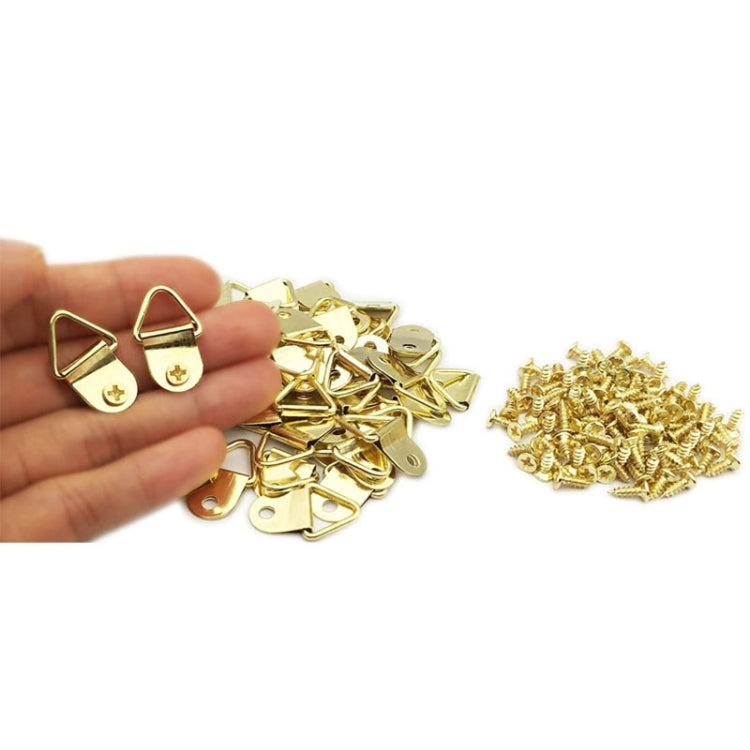 50pcs /Pack Photo Frame Hooks Hangers Triangle Single Hole Picture Hooks  with Screws - Gold
