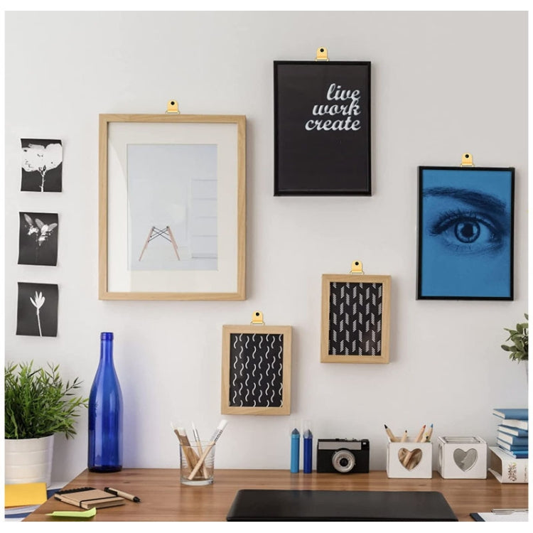50pcs /Pack Photo Frame Hooks Hangers Triangle Single Hole Picture Hooks  with Screws - Gold