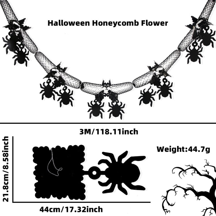 3m Halloween Honeycomb Garland Pendant Spider Bat Party Flag Scene Layout Props