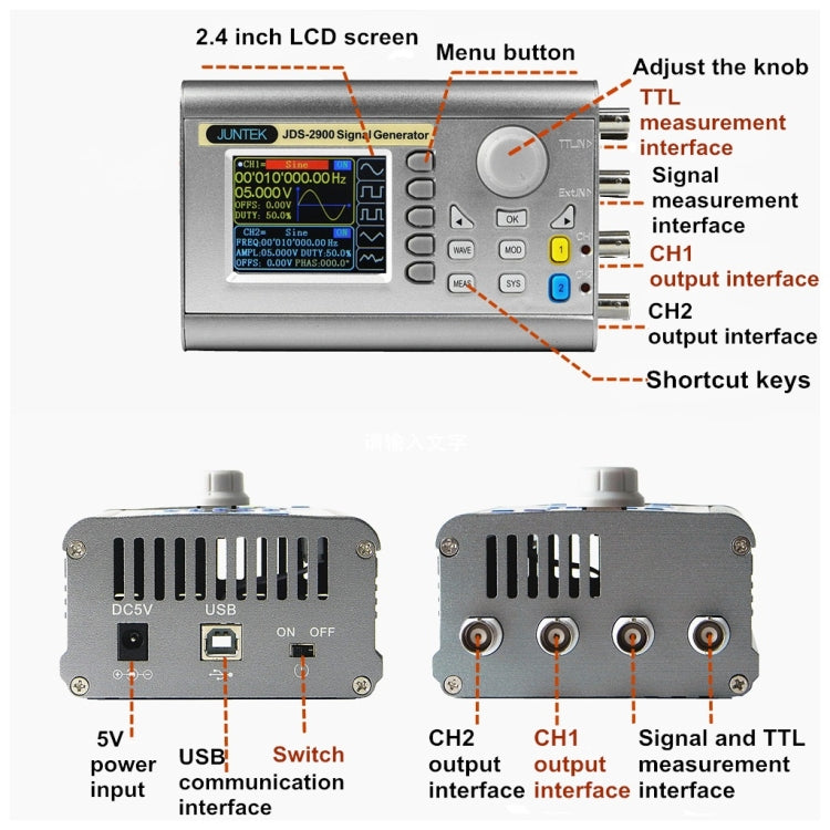 JUNTEK Programmable Dual-Channel DDS Function Arbitrary Waveform Signal Generator, Frequency: 15MHz