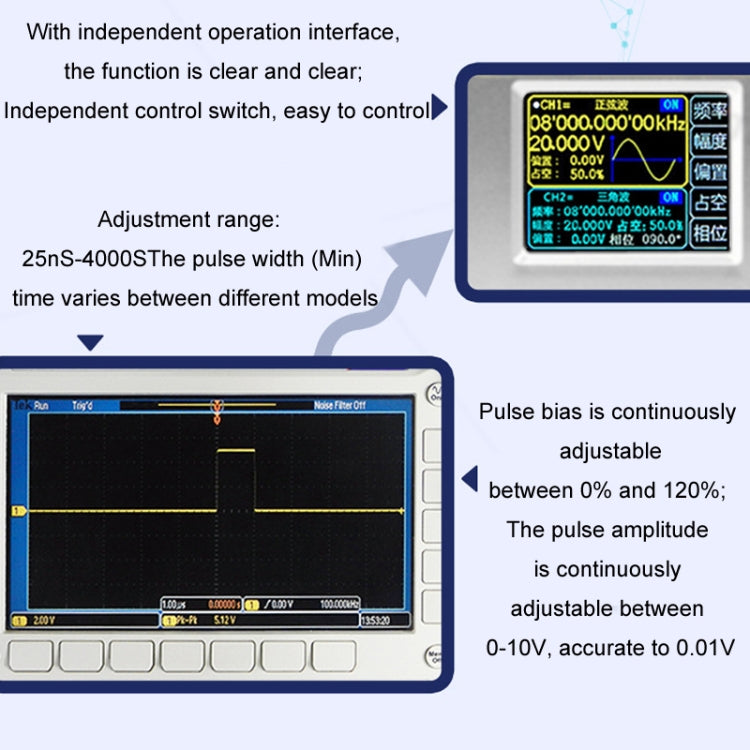 JUNTEK Programmable Dual-Channel DDS Function Arbitrary Waveform Signal Generator, Frequency: 30MHz