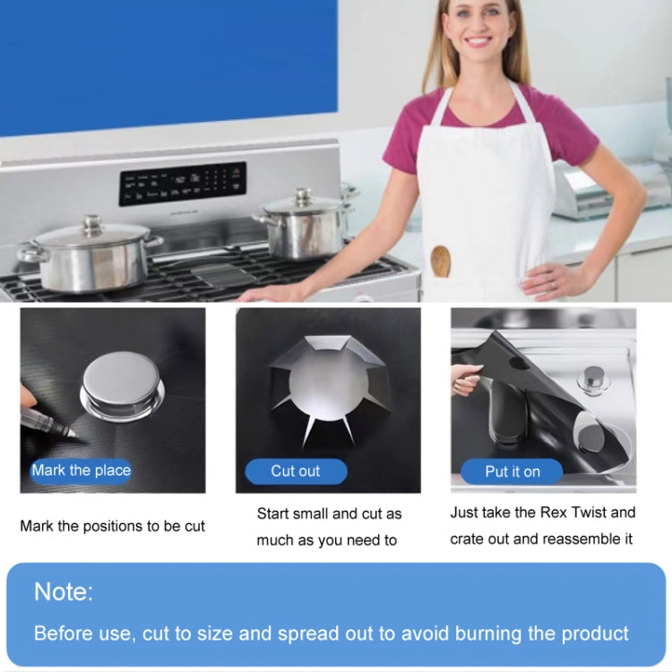 3pcs / Set 5 Holes Gas Oven Stove Grease Protection Cleaning Pad - Black