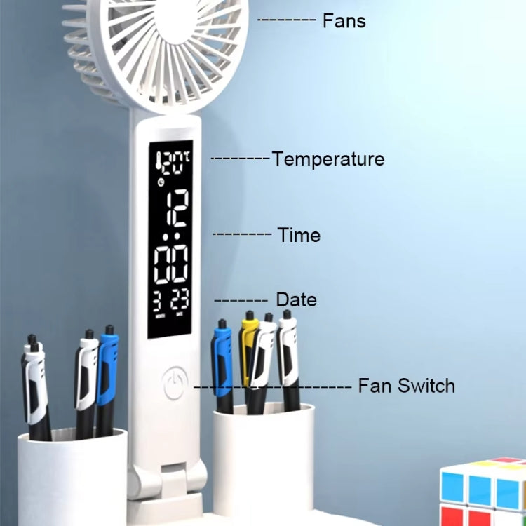 4-head Desk Lamp Foldable Reading Lamp 3-gear Color Adjustment, Spec: Charging Fan Clock Model