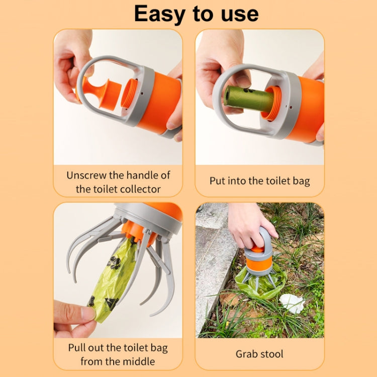 Pet Outing Portable Poop Scooper Dog Feces 6 Claws Pick Up Tools - Orange