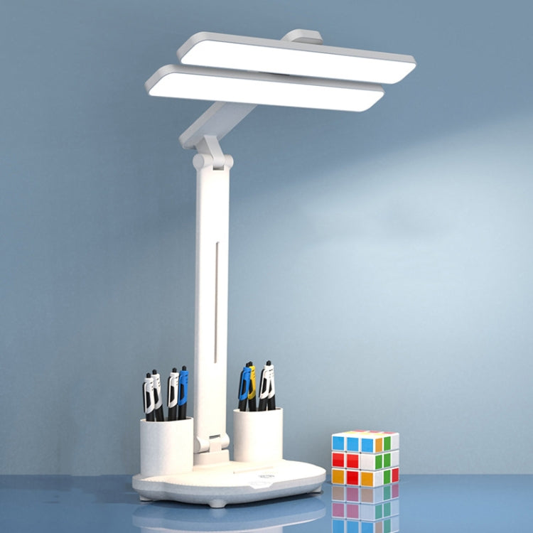 Double Head Horizontal Desk Lamp 3 Light Color Reading Lamp, Spec: Plug-in Basic Model
