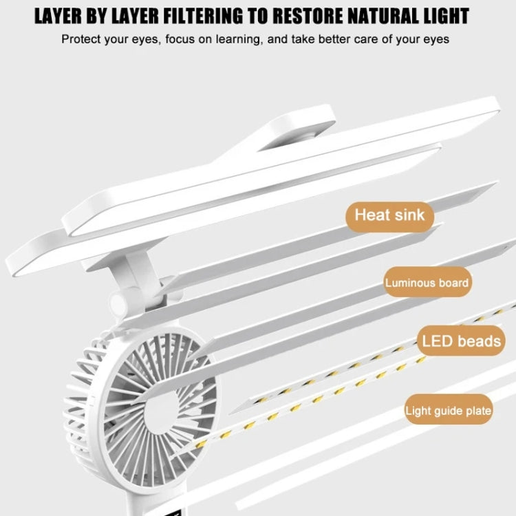 Double Head Horizontal Desk Lamp 3 Light Color Reading Lamp, Spec: Charging Fan Clock Model