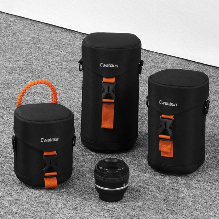 Cwatcun D157 DSLR Camera Lens Barrel Shockproof Thickened Digital Lens Bag Flip Lens Pouch, Color: Extra Large Black