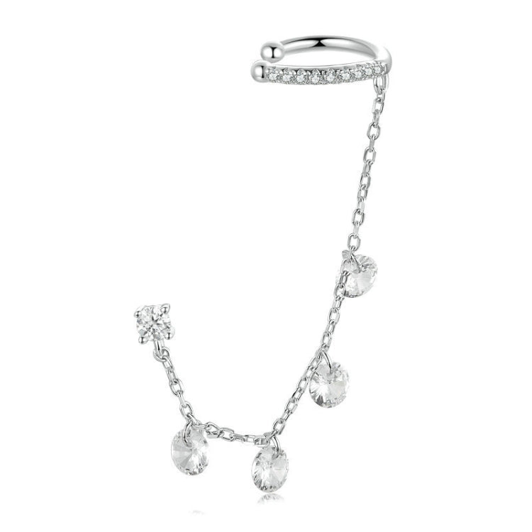 S925 Sterling Silver Fine Zircon Tassel Ear Bone Clip Earrings - BSE1088