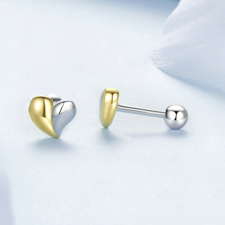 S925 Sterling Silver Heart Earrings Platinum-plated Earrings - BSE1089
