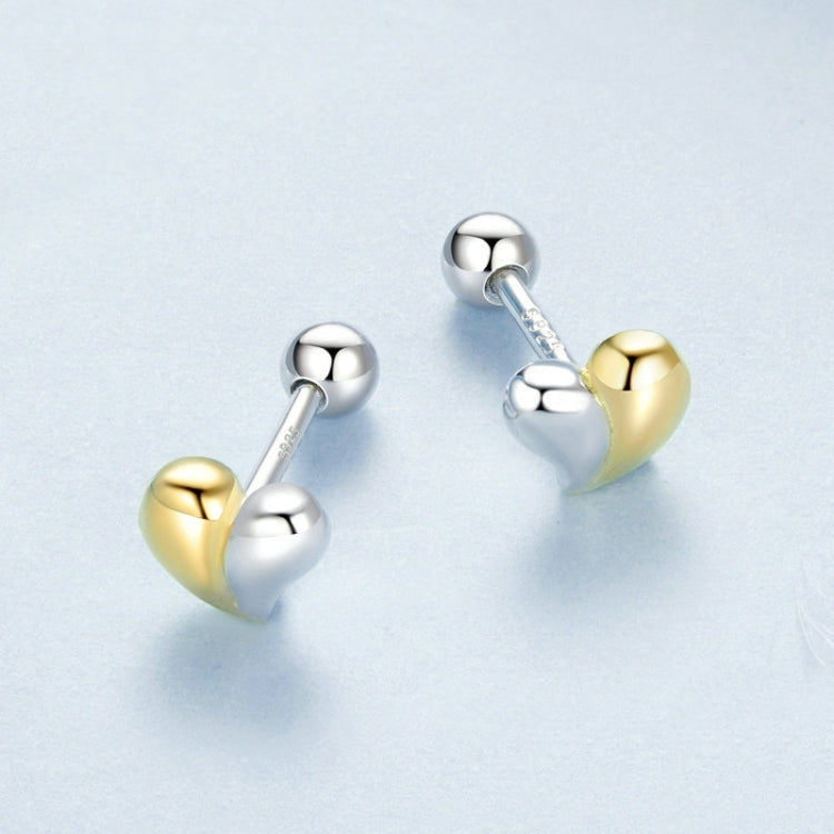 S925 Sterling Silver Heart Earrings Platinum-plated Earrings - BSE1089