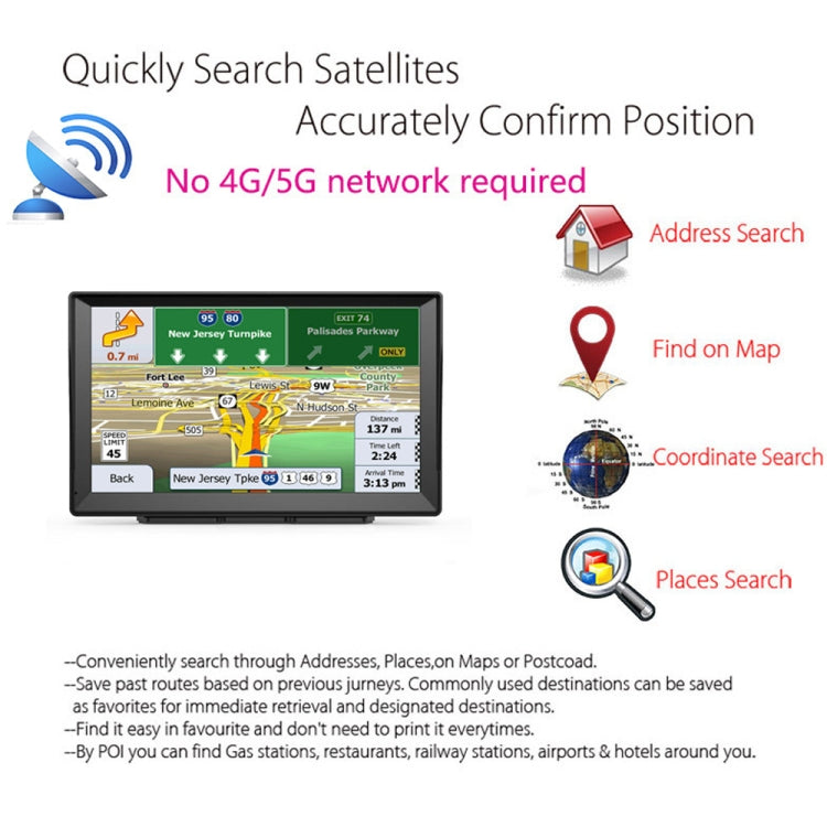 9 Inch 8G/256M Car GPS Navigator With Large Screen Capacitive Bluetooth Map, Area: United Kingdom Map